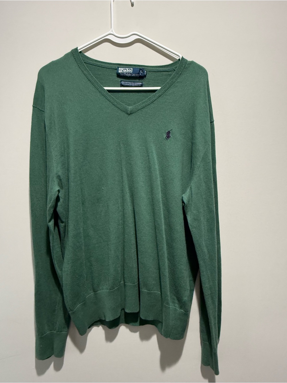 Polo by Ralph Lauren Green V-Neck Men's Cashmere Blend Sweater